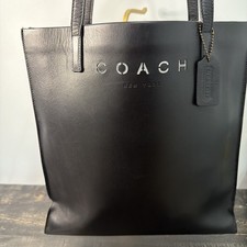 Rare Vtg 1998 Coach Cut-Out Leather Large Shopping Tote Black Made in Italy 6105 picture