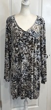 Pure Jill (J. Jill) XL Velour Tunic Top Zinc Calm Vines V-Neck Botanical Cozy picture