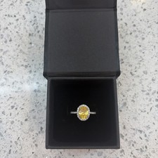 2.30 Ct Oval Cut Natural Yellow Sapphire Diamond Wedding Ring 14K White Gold picture