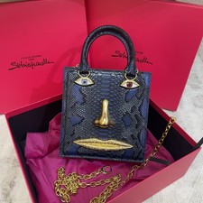 Schiaparelli Blue crocodile-patterned shoulder bag for carrying on the shoulder picture