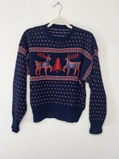 Vintage 80s Components Susan Bristol Shetland Wool Deer Sweater picture