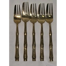 Wallace Bamboo Gold Plated Set Of 5 Matching Forks Flatware picture