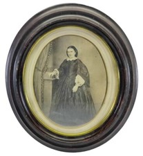 Antique Oval Wooden Picture Frame Portrait of Victorian Woman Daikerin Hechingen picture