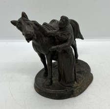 Vintage Metal Copper Bronze Horse With Girl Figurine “Shenandoah” picture