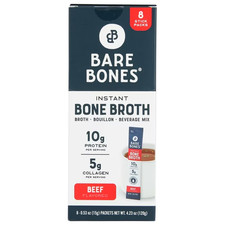 Bare Bones Instant beef bone broth Sticks, 10G Protein, 4.23 oz, 8 Count Total picture
