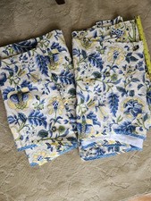 WAVERLY Imperial Dress Blue Yellow Jacobean Valance set of 4 picture