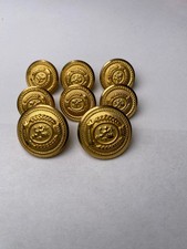 VINTAGE English Crown Crest Gold Brass Set 15mm, 20mm Blazer Replacement Buttons picture