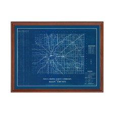 Old Map of Allen County, IN 1936 - Vintage Indiana Art picture