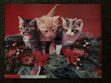 Vtg 1993 Scholastic Kitten Cat Holiday Poster Purrfect Trio Wall Art picture