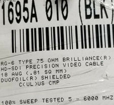 Belden 1695A Video Brilliance HD-SDI RG6 Coaxial Cable 6GHz Plenum Black /10ft picture