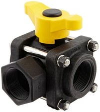 Banjo V150SL Polypropylene Side Load Ball Valve, Three Piece, Three Way picture