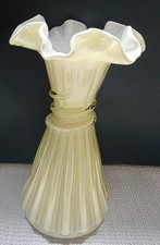 Fenton Art Glass Wheat Vase in Candle Glow Yellow Overlay picture