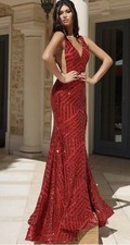 Jovani Women’s Red Sleeveless Sequin Gown Prom Dress Style 38053 Size 2 picture