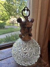 Vintage 1970s Hollywood Regency Brass/crystal Chandelier Globe picture