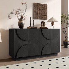 4-Door Large Wood Storage Sideboard w/Semi-Circular Handles & Adjustable Shelves picture