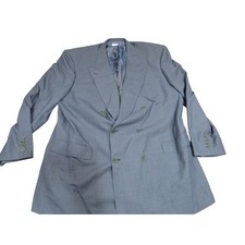 Brioni Flaminio Blue Windowpane Double Breasted Blazer Wool Jacket Mens 48R picture