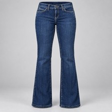 Wrangler Q-Baby Womens Jeans 3/4x36 Dark Wash Bootcut Riding Cowgirl Rhinestone picture