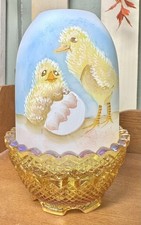 VTG RARE Fenton Hand Painted Hatching Chicks Fairy Lamp NEW OLD STOCK picture