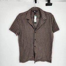 The Commons Men's Small Brown Jacquard Stripe Knit Hybrid Fit Shirt NWOT picture