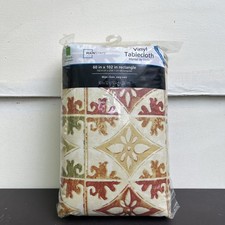 Mainstays 100% Vinyl PEVA Tablecloth 60” X 102” Rectangular New Tile Pattern picture