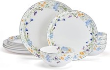 12-Piece Bone China Dinnerware Set Green Garland picture