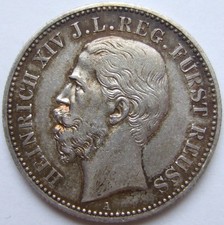 2 Mark Kaiserreich Heinrich XIV Fürst Reuss 1884 A In Extremely Fine picture