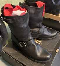Frye Veronica Short Black Leather Biker Boots Buckle Strap Women’s US 8 M picture