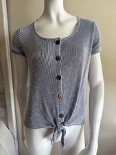 W5 Striped Tie-Front Short Sleeve Top picture