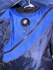 DUI Blue/Black Scuba Drysuit w/ Front Zip & Chest Inflator Valve picture