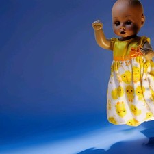 Vintage Uneeda Rare African Baby Doll- Sleepy Eyes  W/ Dress picture