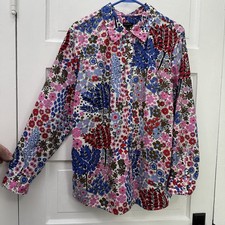 Talbots Women’s XL Cotton Patchwork Floral Button Down Shirt Multicolor picture