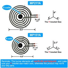 4PK MP22YA Electric Range Burner Element Unit Set 2 pc MP15YA 6