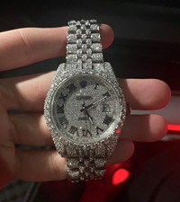 Rolex Datejust Automatic Silver Roman Dial Gem-Set Bezel Date Bracelet picture