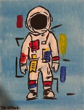 Jae Estelle Original 11x14 Modern Astronaut Space Suit Painting Signed Canvas picture