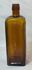 Antique Dr Hartman Mishler's Herb Bitters Bottle Yellow Amber Glass Oil Finish picture
