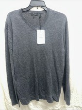 NWT Theory Men’s Long Sleeve V-Neck Sweater Gray Size L picture