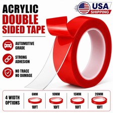 Automotive Acrylic Double Sided Tape 6/10/15/20MM Waterproof Strong Adhesive US picture