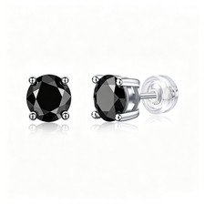 0.5Ct Oval Cut Black Moissanite 925 Solitaire Stud Earrings GRA Certified picture