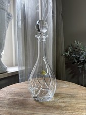 Vintage Tuscan Lead Crystal Decanter Hand-Cut Italian Barware ECC 1980s 1990s picture