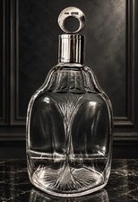 ANTIQUE ENGISH SILVER CUT CRYSTAL FLASK DECANTER J GRINSELL & SONS ORIGINAL CORK picture