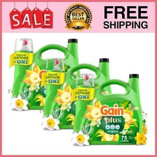 3 Pack Gain Plus Laundry Detergent Liquid, Odor Defense+OXI, Original,99fl oz Pk picture