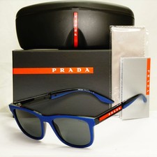 Prada Sunglasses Blue Black Square Red Stripe Mens SPS 04X 02S-06F PS04XS picture