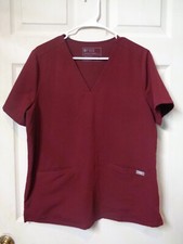 Figs Women's Technical Collection Three-Pocket Scrub CASMA Sz Large Burgundy picture