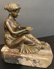 Theodore Alexander Neoclassical Seated Woman Bronze Finish Sculpture Figurine picture