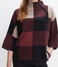 Joseph Ribkoff Women's Plaid Mock Neck 3/4 Sleeve Jaquard Sweater L picture