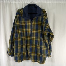 Vintage Columbia Ski Patch Men's XL Yellow Blue Plaid Reversable Full Zip Fleece picture
