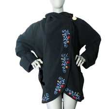 Greater Good Size: 3X Gorgeous Black Embroidered Hoody Fleece Coat Pockets HoodG picture