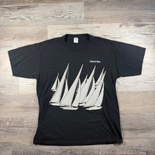 Vintage Jerzees Puerto Rico Sailboat Graphic T-Shirt Black XL USA Made 80's picture