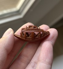 Old Chinese Carved Olive Pit of a Boat Hand Made picture