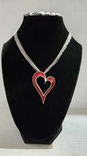 Vtg 'Arne Nordile' Sterling Silver Enamel Heart Pendant Necklace 18